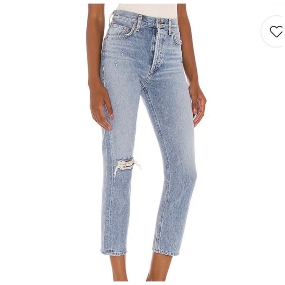 Agolde Riley High Rise Straight Crop Jeans Size 23 - Picture 3 of 7